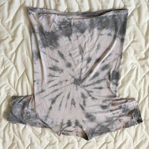Tie Dye white and grey shirt.